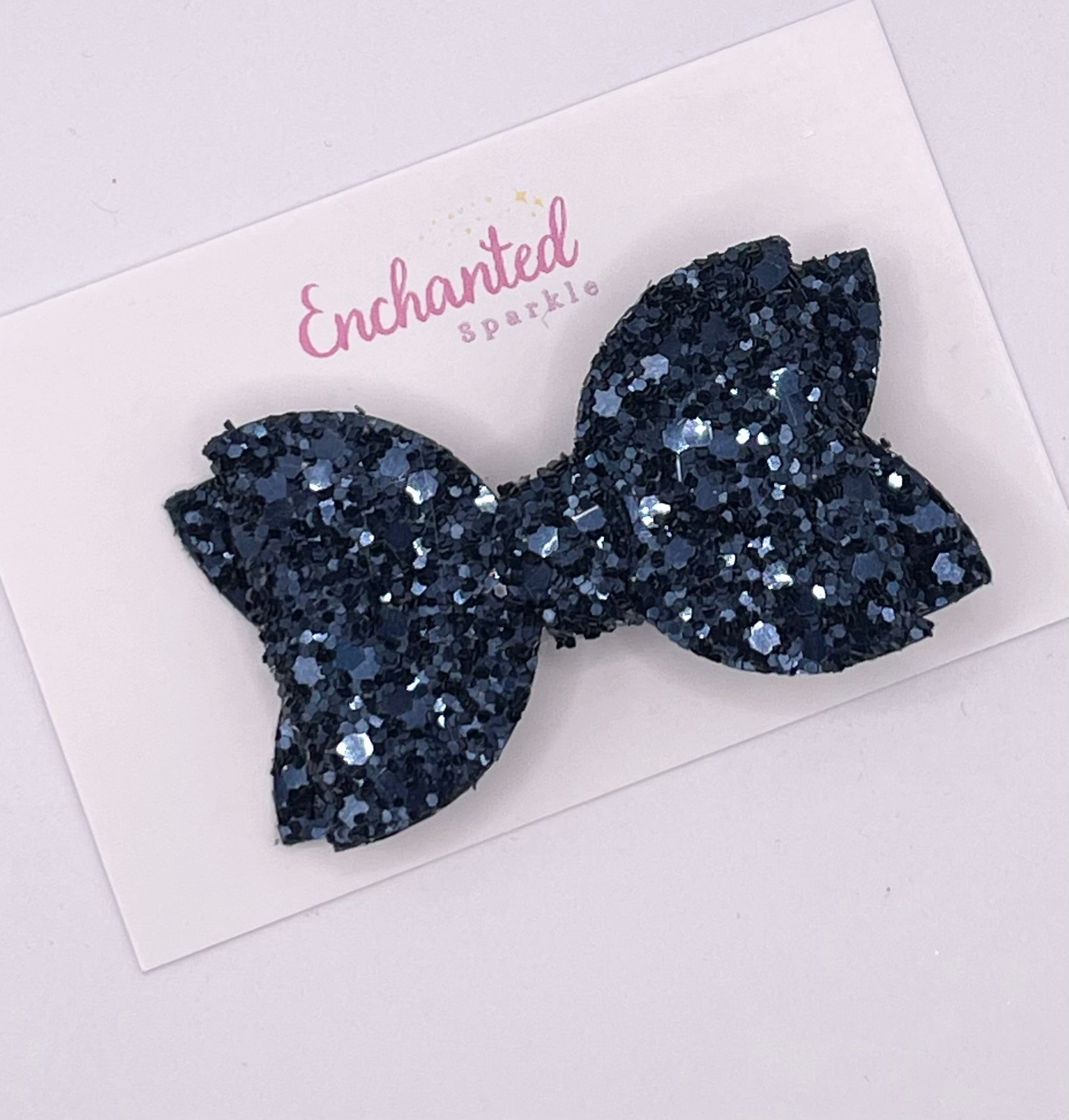 Navy Glitter - 2.5" Hair Bow Clip