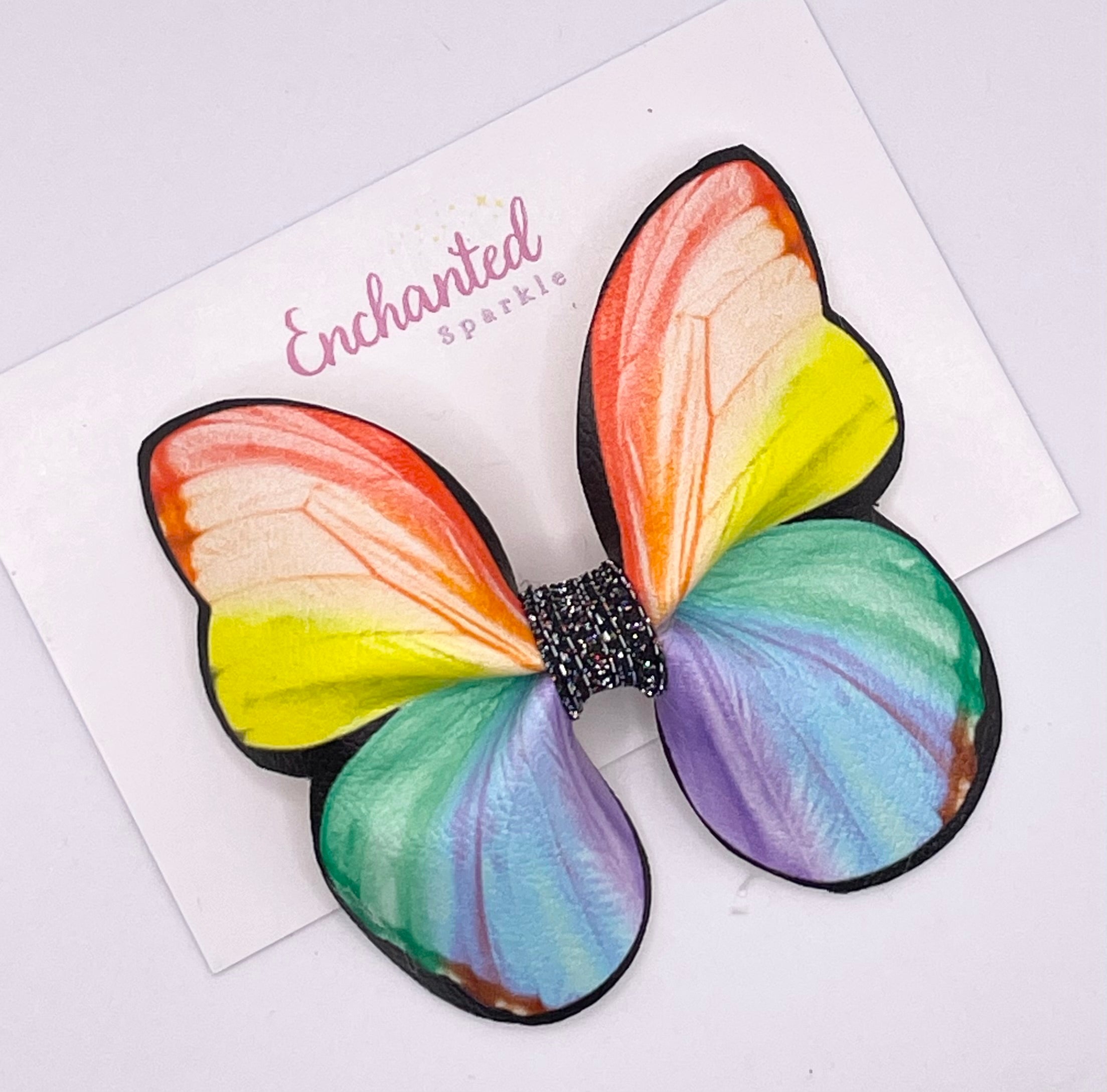 Bright Rainbow Butterfly Hair Clip