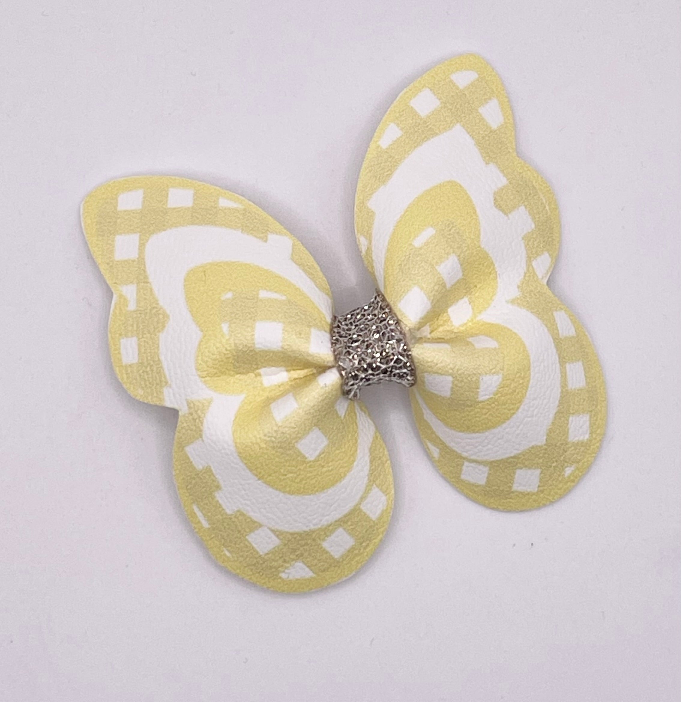 Yellow Gingham Butterfly Hair Clip