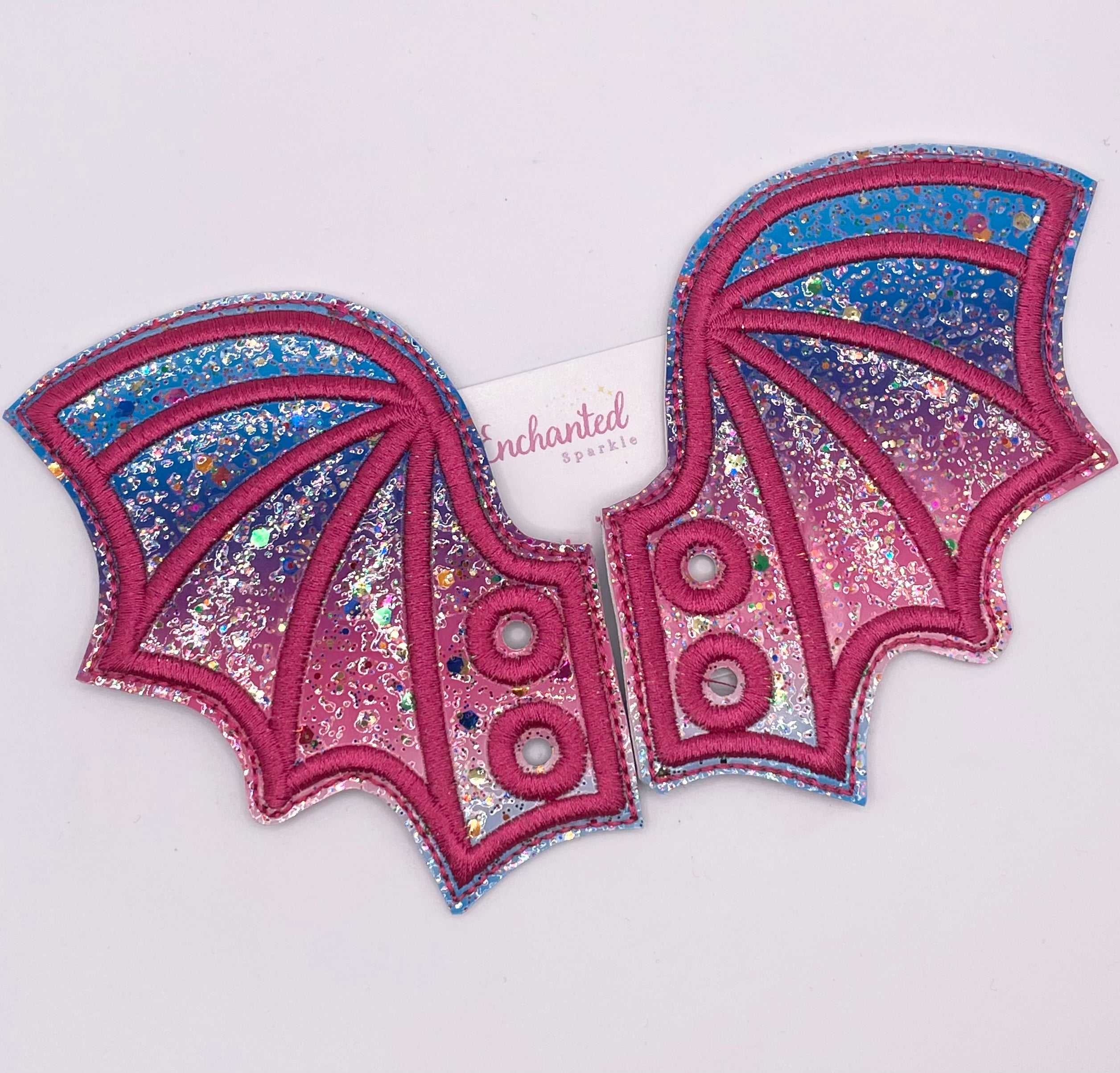 Blue/ Pink Sparkle Shoe Lace Wings