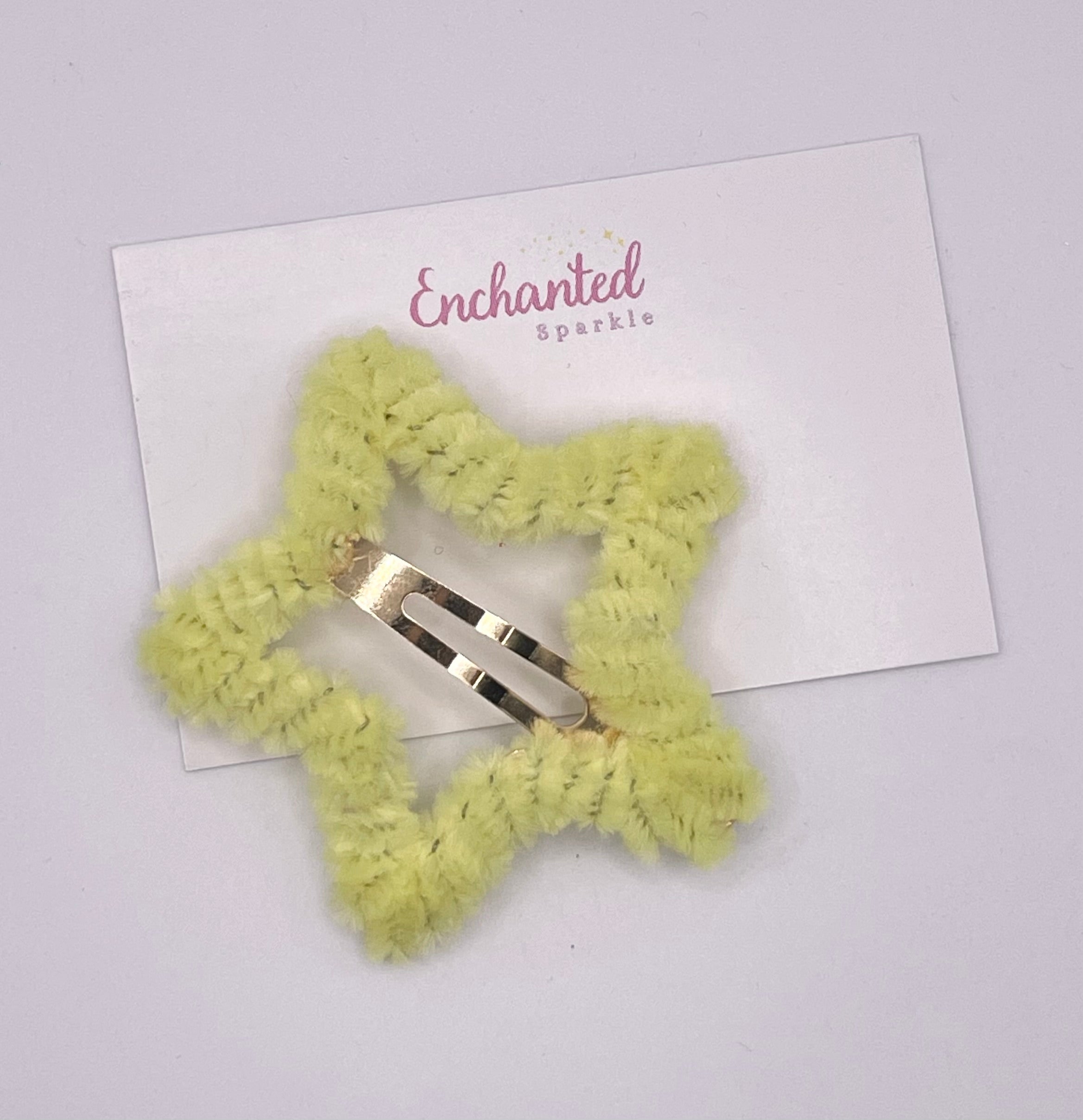 Yellow Star Furry Hair Clip