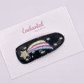 Black Shooting Star Silver Stars - Embroidered Snap Clip