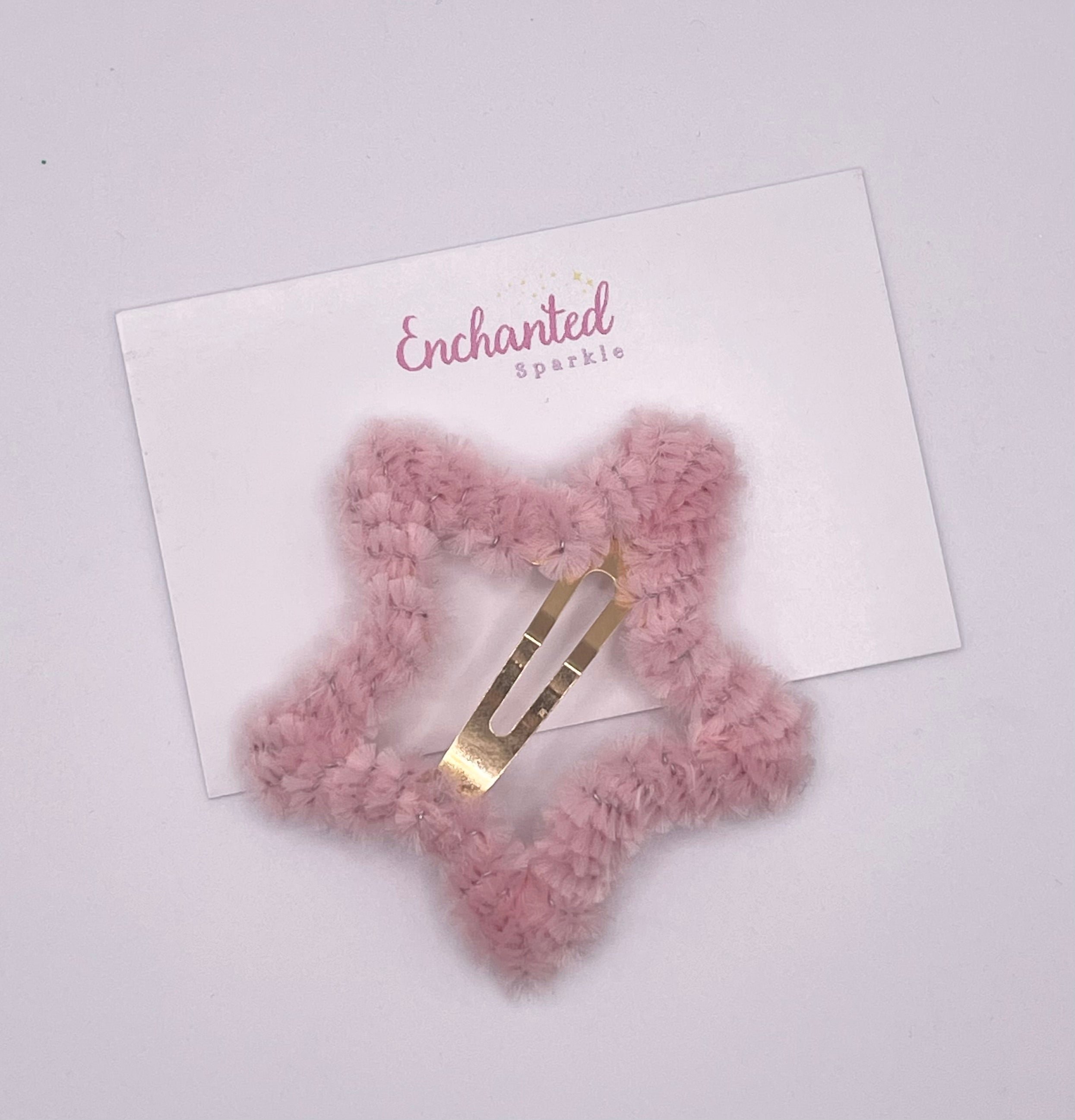 Pink Star Furry Hair Clip