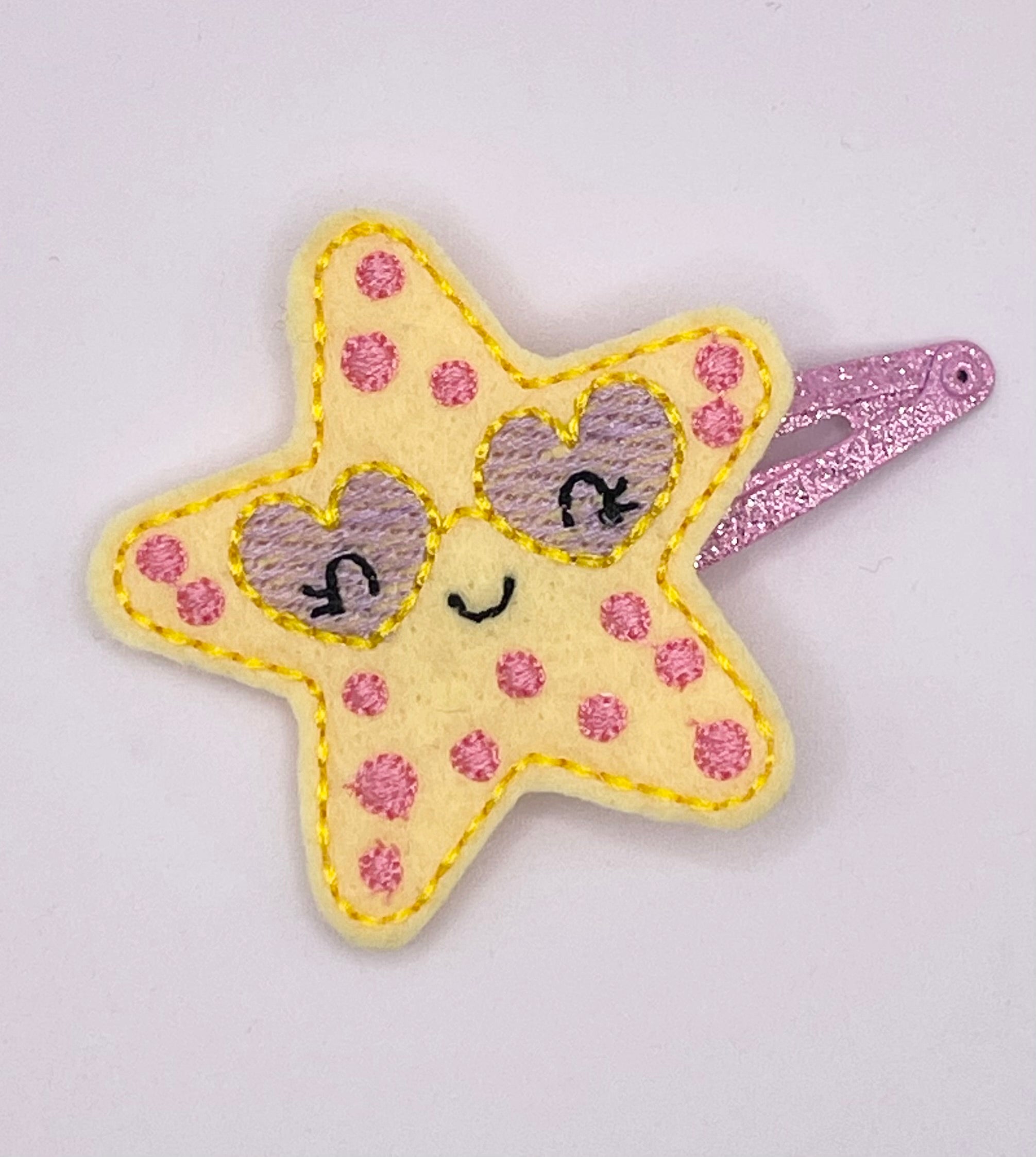 Yellow Star Fish Feltie Snap Clip