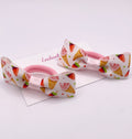 Ice Cream Print Ribbon Tux Bow Hair bobble Pair