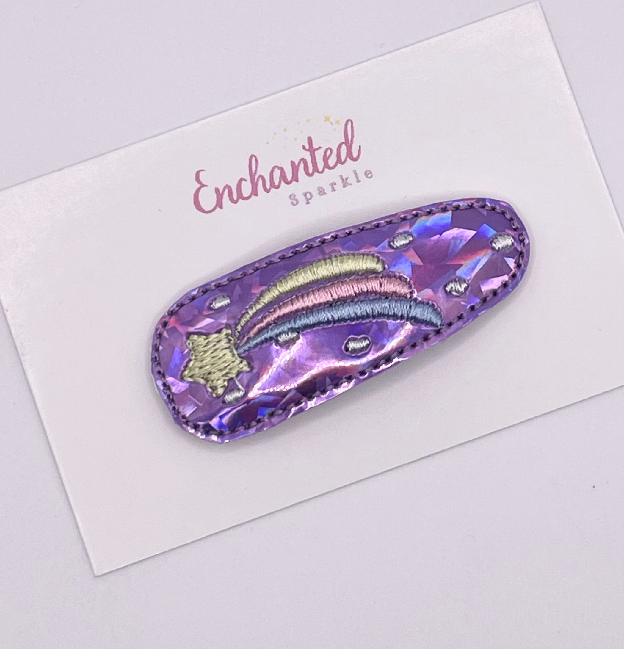 Purple shooting star - Embroidered Snap Clip