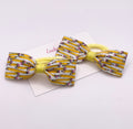 Pencil Print Ribbon Tux Bow Hair bobble Pair