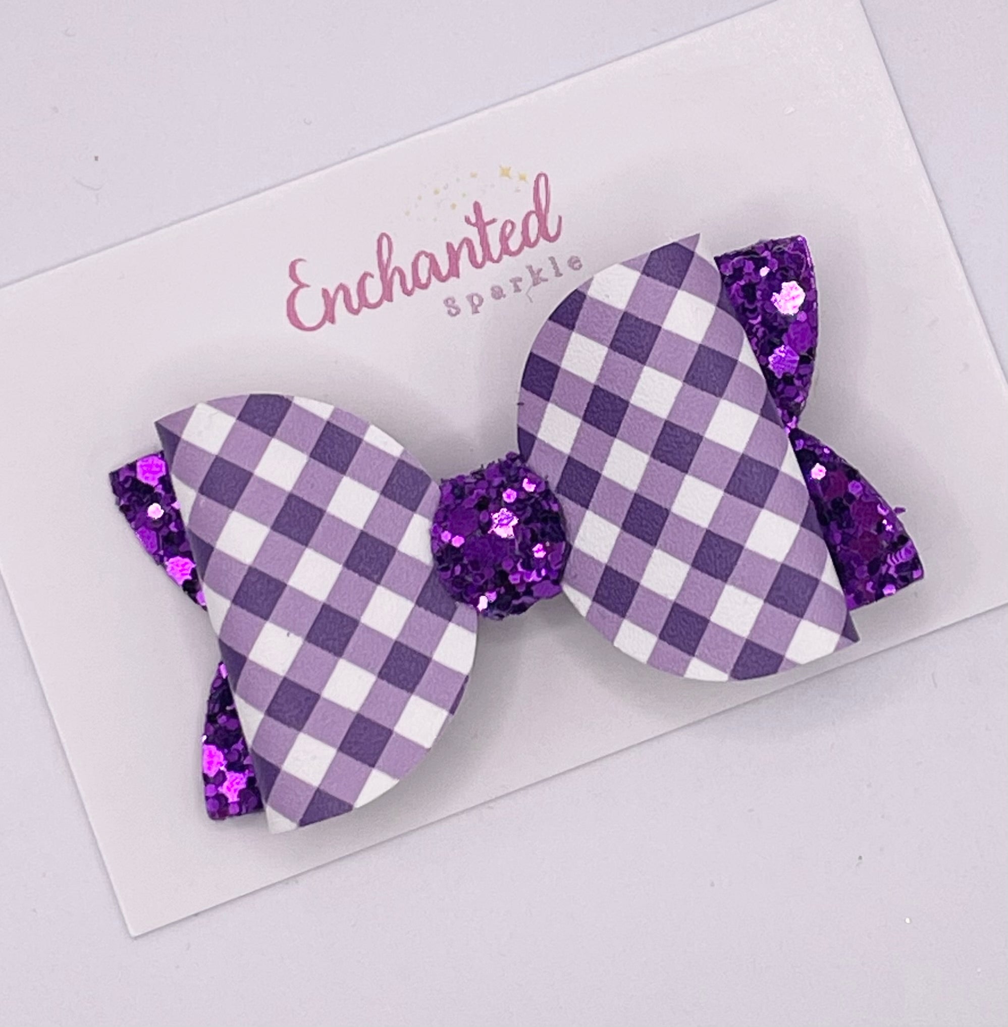 Purple Gingham - 2.5" Hair Bow Clip