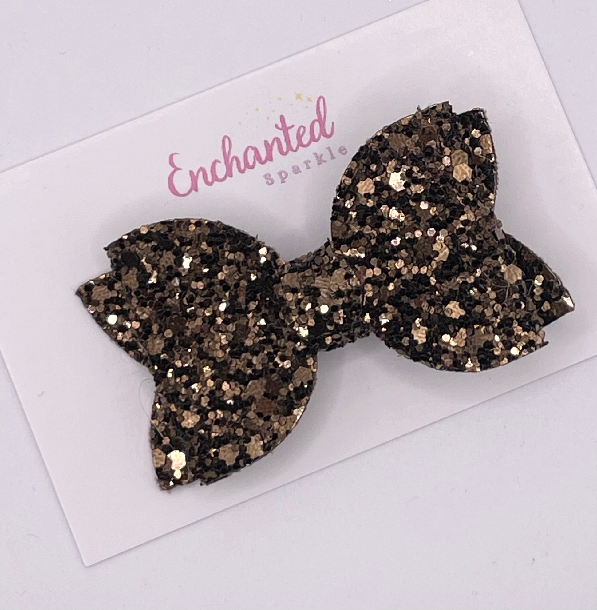 Brown Glitter - 2.5" Hair Bow Clip
