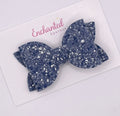 Denim Blue Glitter - 2.5" Hair Bow Clip