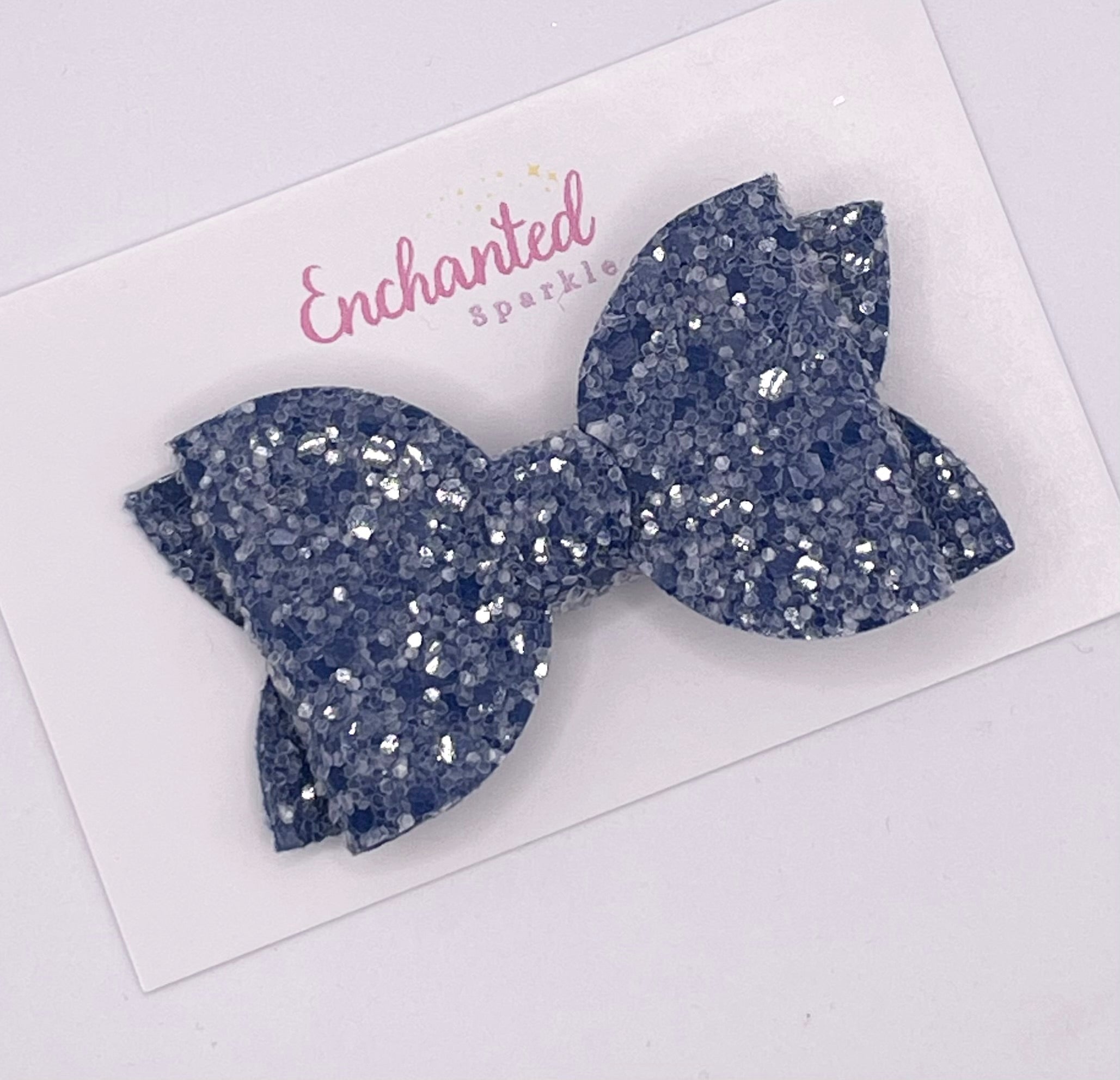 Denim Blue Glitter - 2.5" Hair Bow Clip