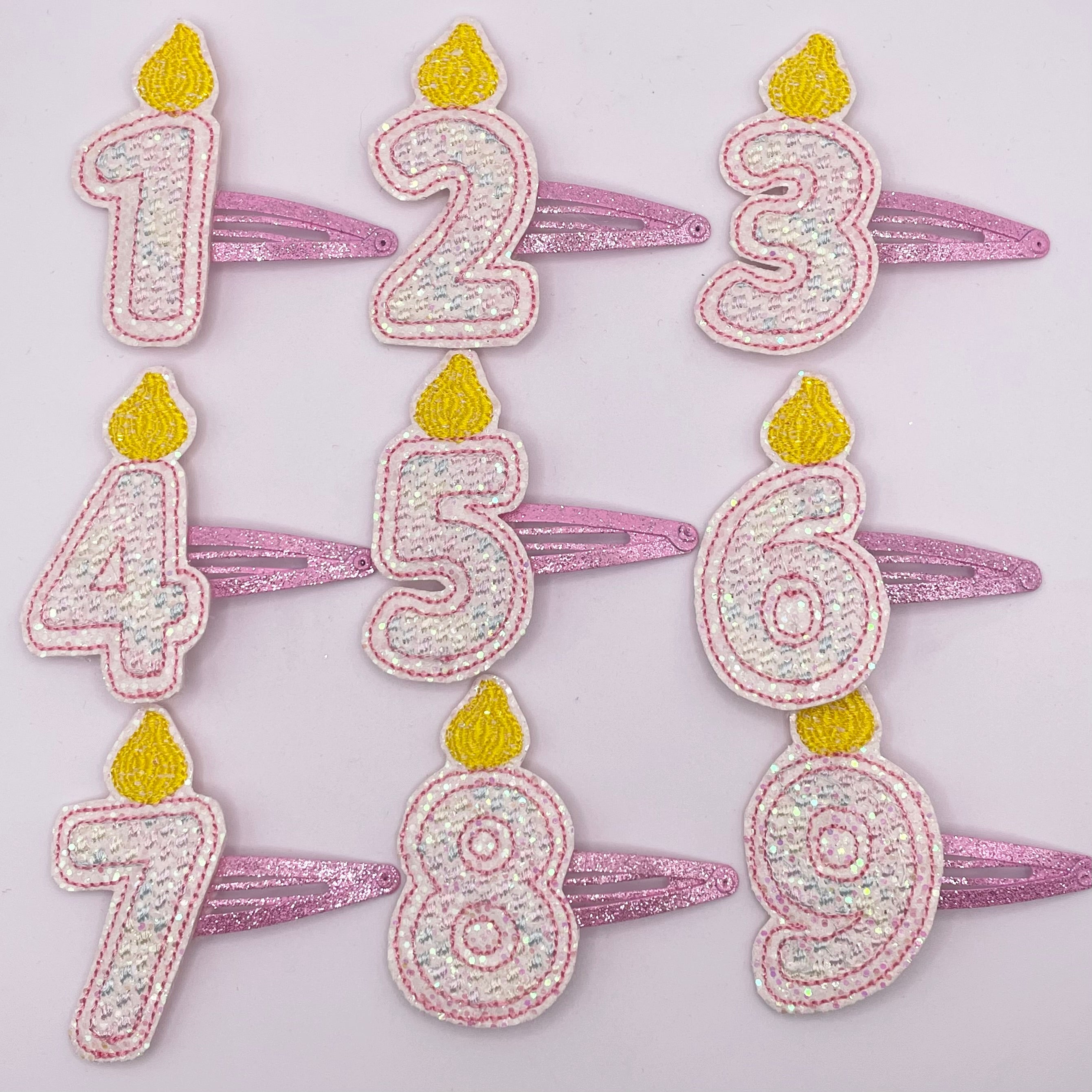 Birthday Candle 1-9 Feltie Snap Clip