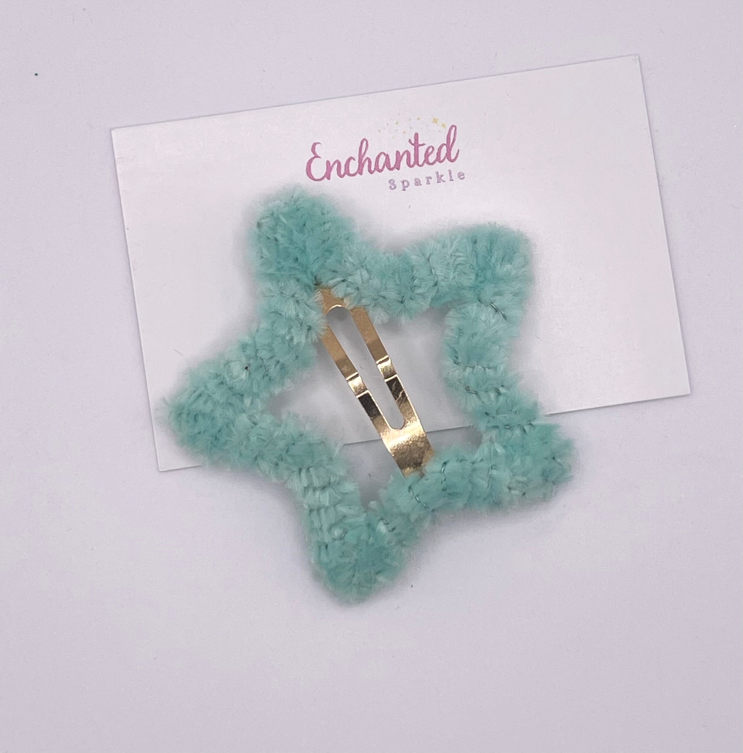 Green Star Furry Hair Clip