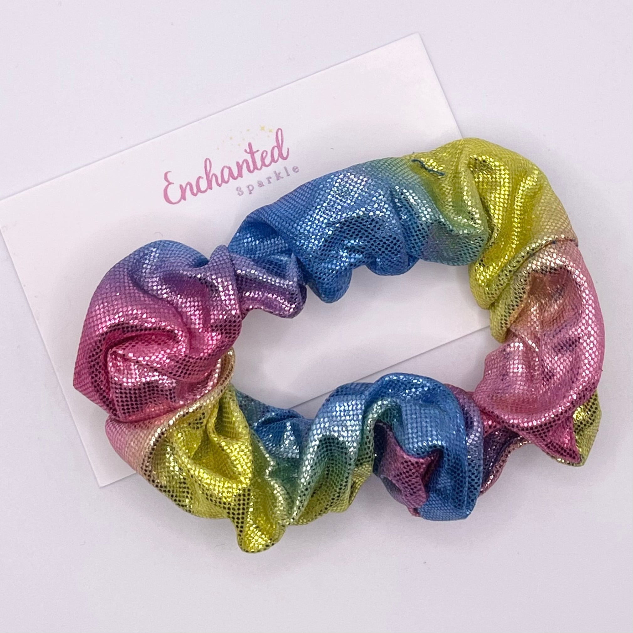 Bright Rainbow Shine Hair Scrunchie