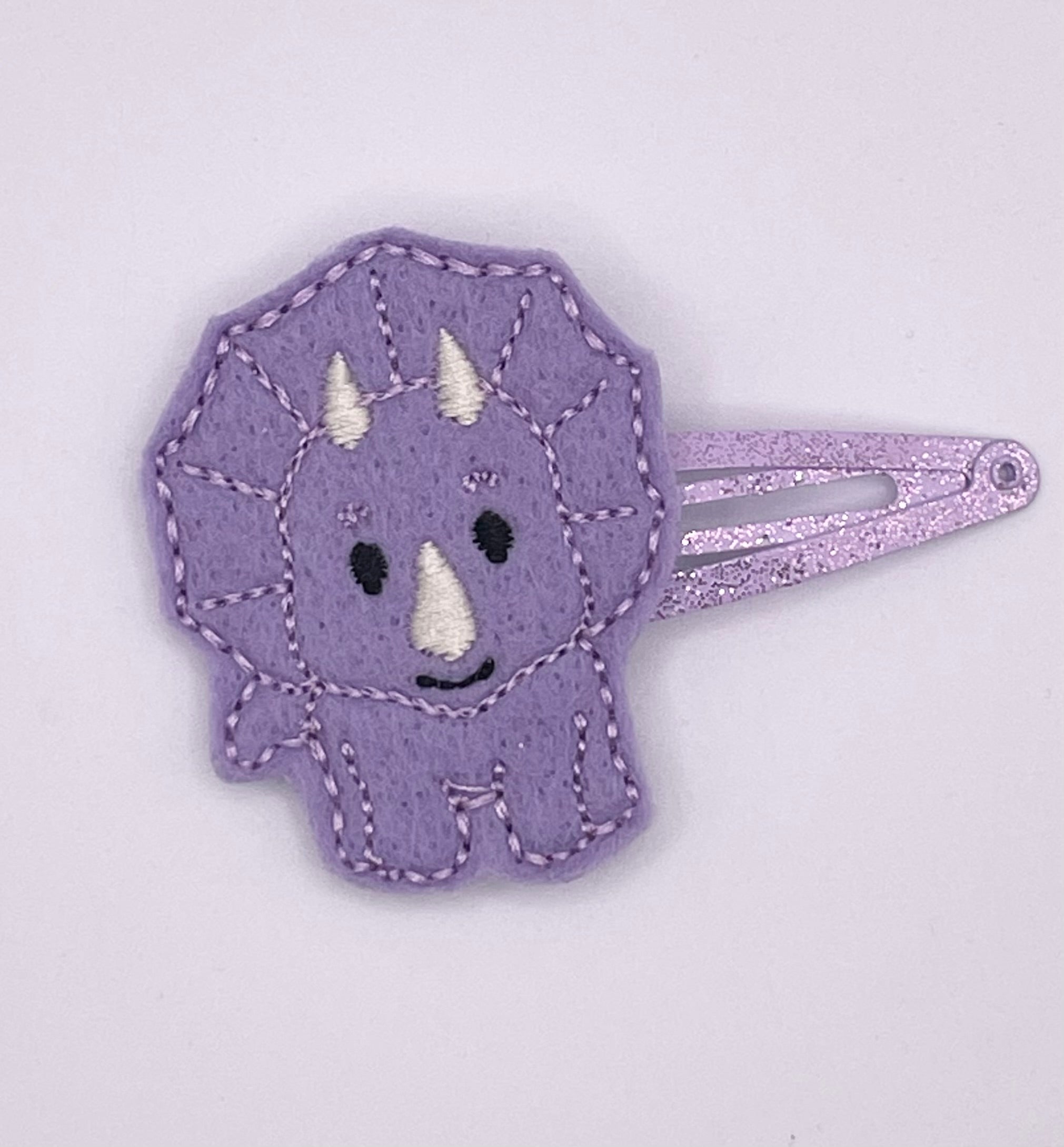 Purple Dinosaur Feltie Snap Clip