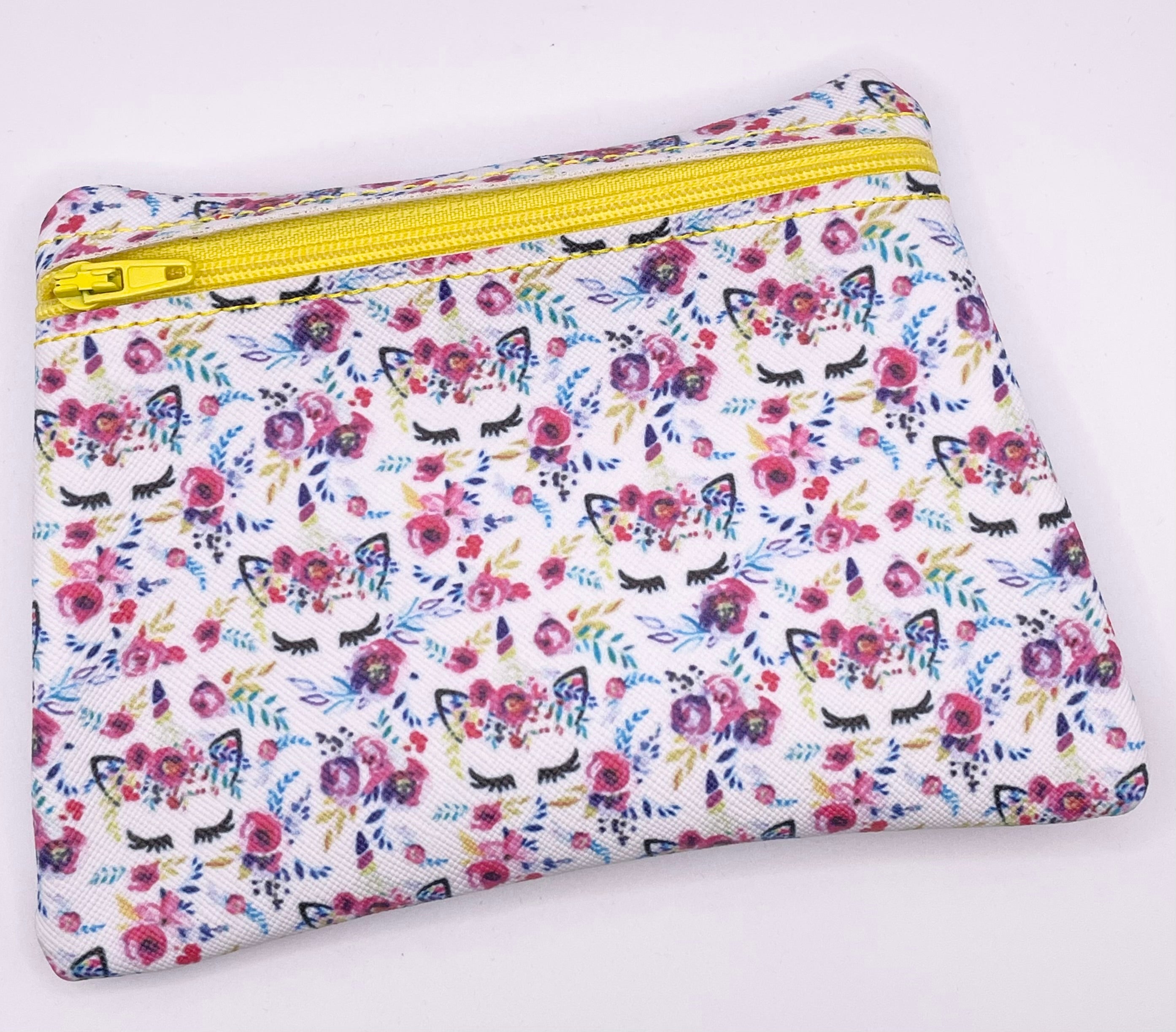 Sleeping Unicorn yellow zip Purse