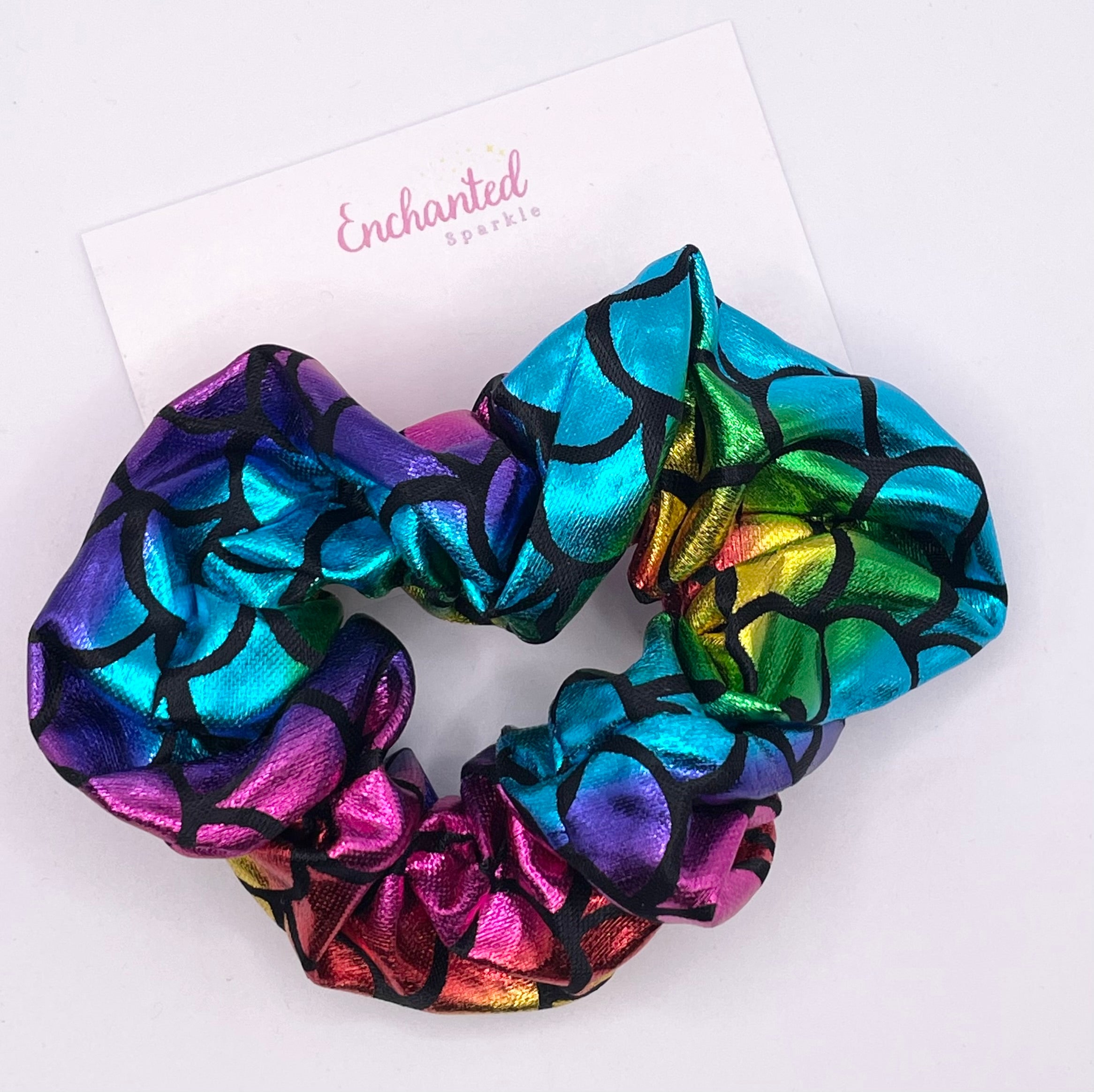 Rainbow Mermaid Scales Hair Scrunchie