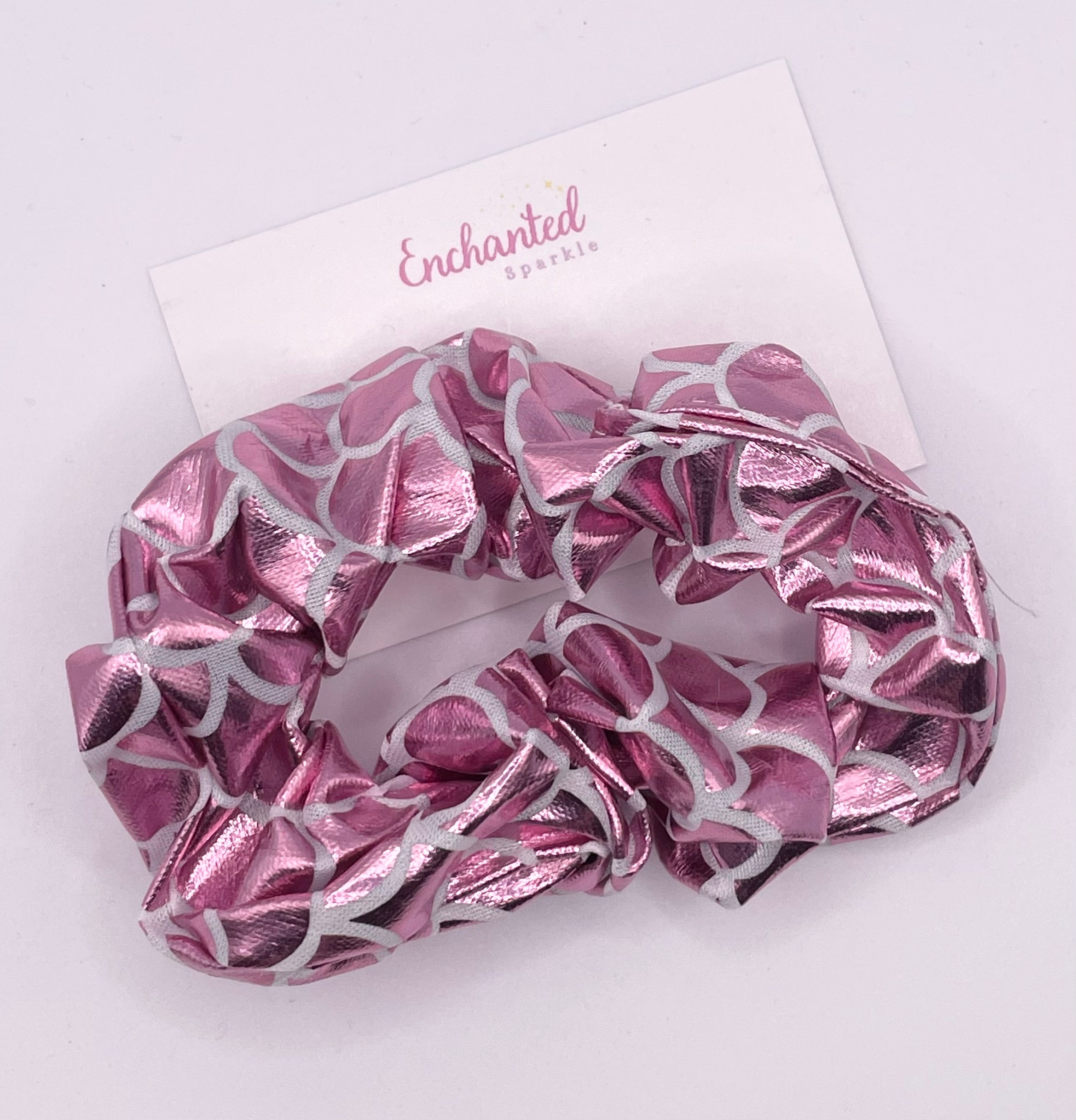 Pink Mermaid Scales Hair Scrunchie