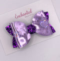 Purple Hearts - 2.5" Hair Bow Clip