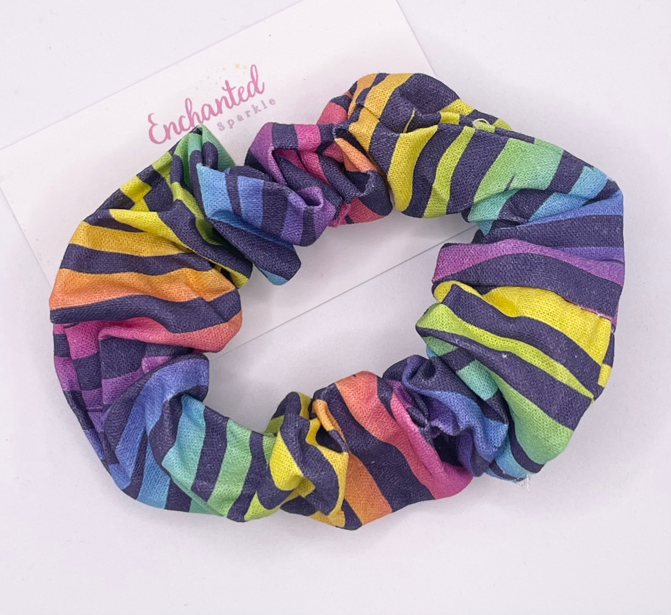 Rainbow Zebra Stripe Hair Scrunchie