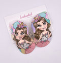 Brown Hair Girl - Brown Eyes Rainbow Unicorn Girl Butterfly hair Clip 3.5"
