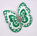 Green Gingham Butterfly Hair Clip