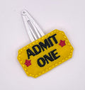 Admit one cinema Ticket Feltie Snap Clip