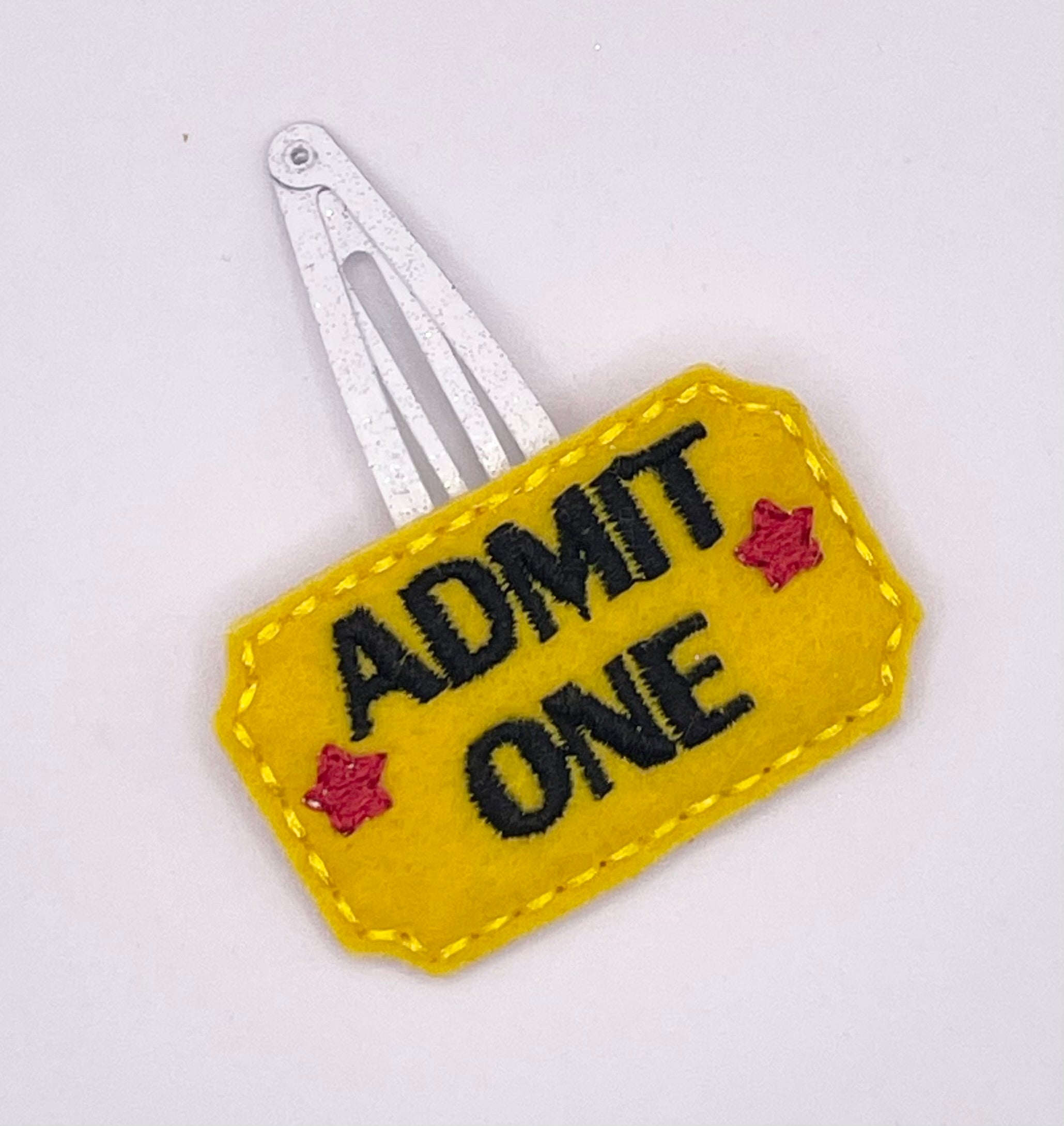 Admit one cinema Ticket Feltie Snap Clip