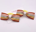 Stripe Print Ribbon Tux Bow Hair bobble Pair