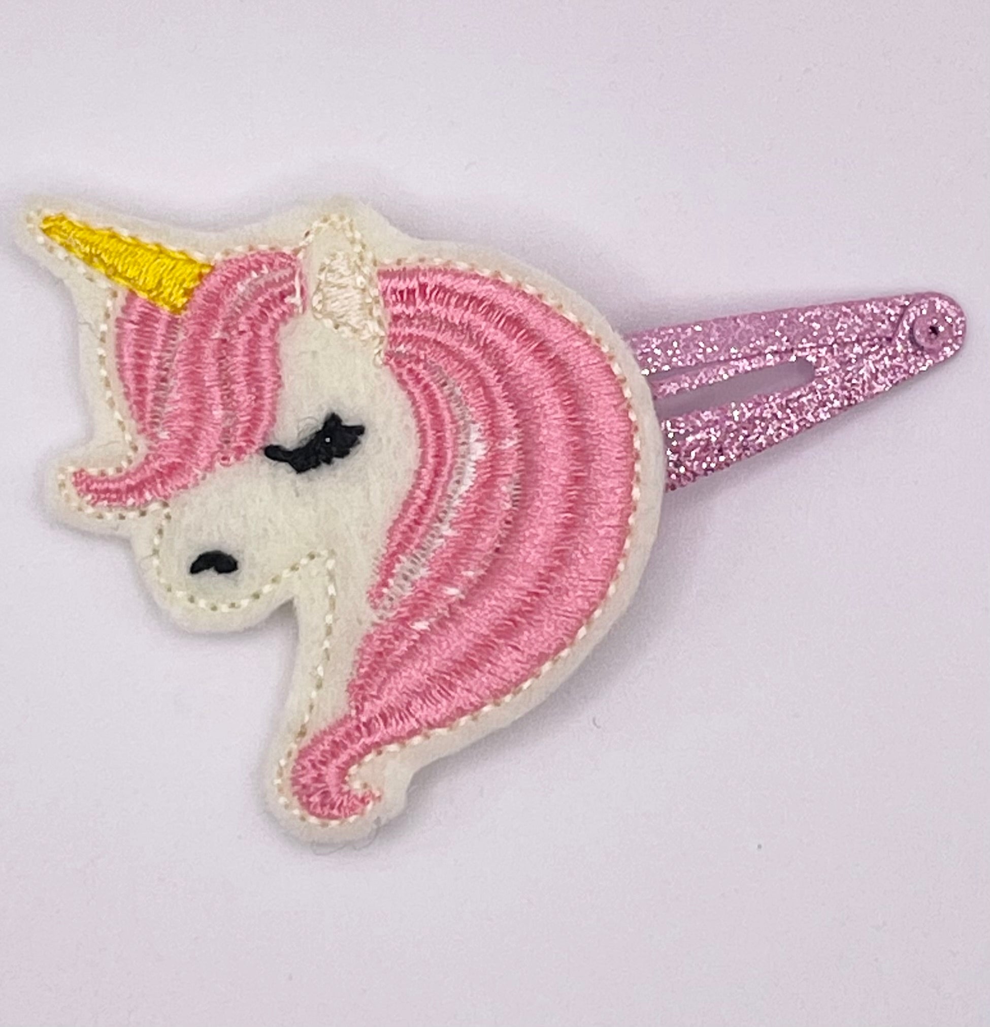 Pink Unicorn Feltie Snap Clip