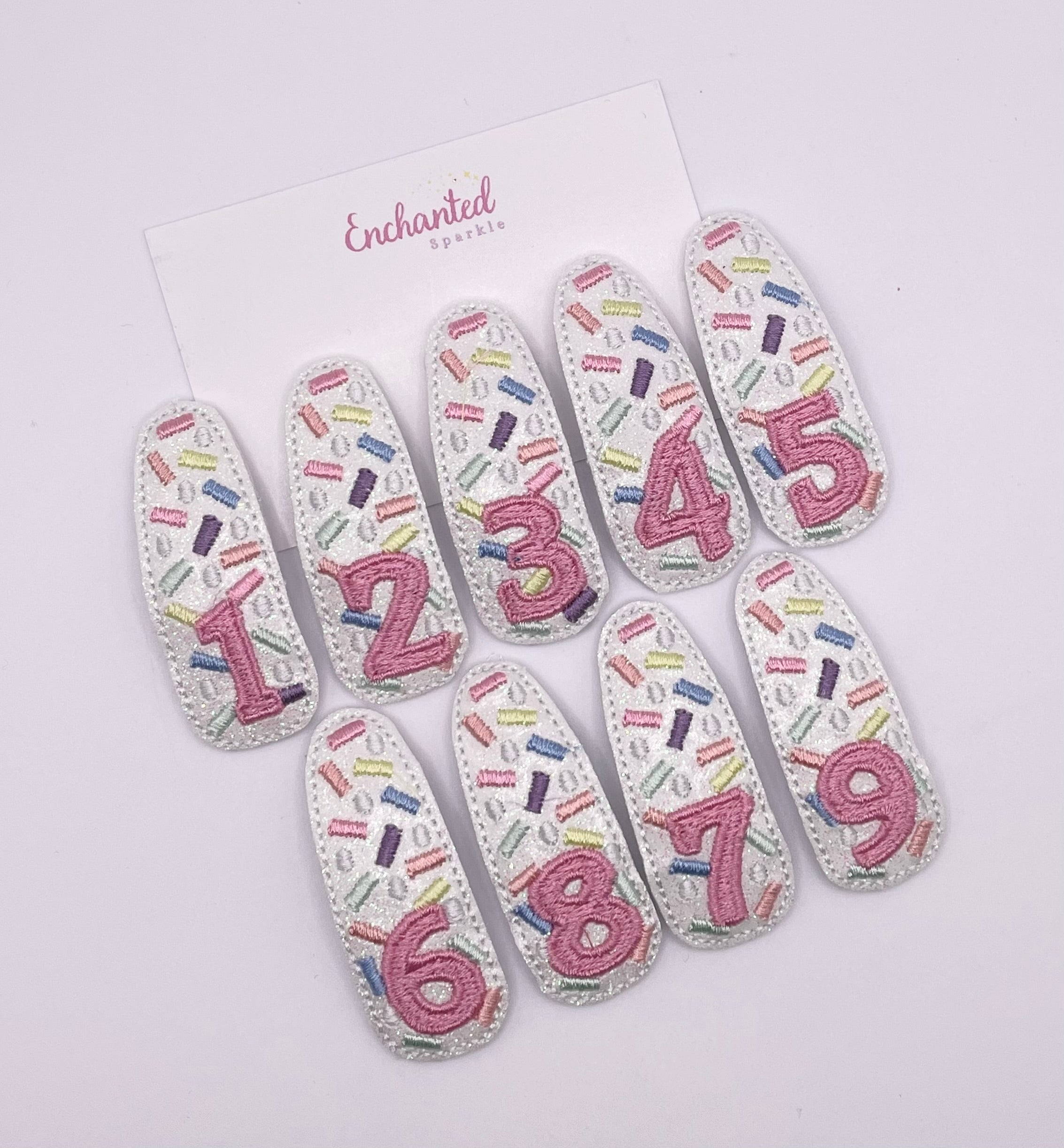 Birthday Sprinkles Number  - Embroidered Snap Clip