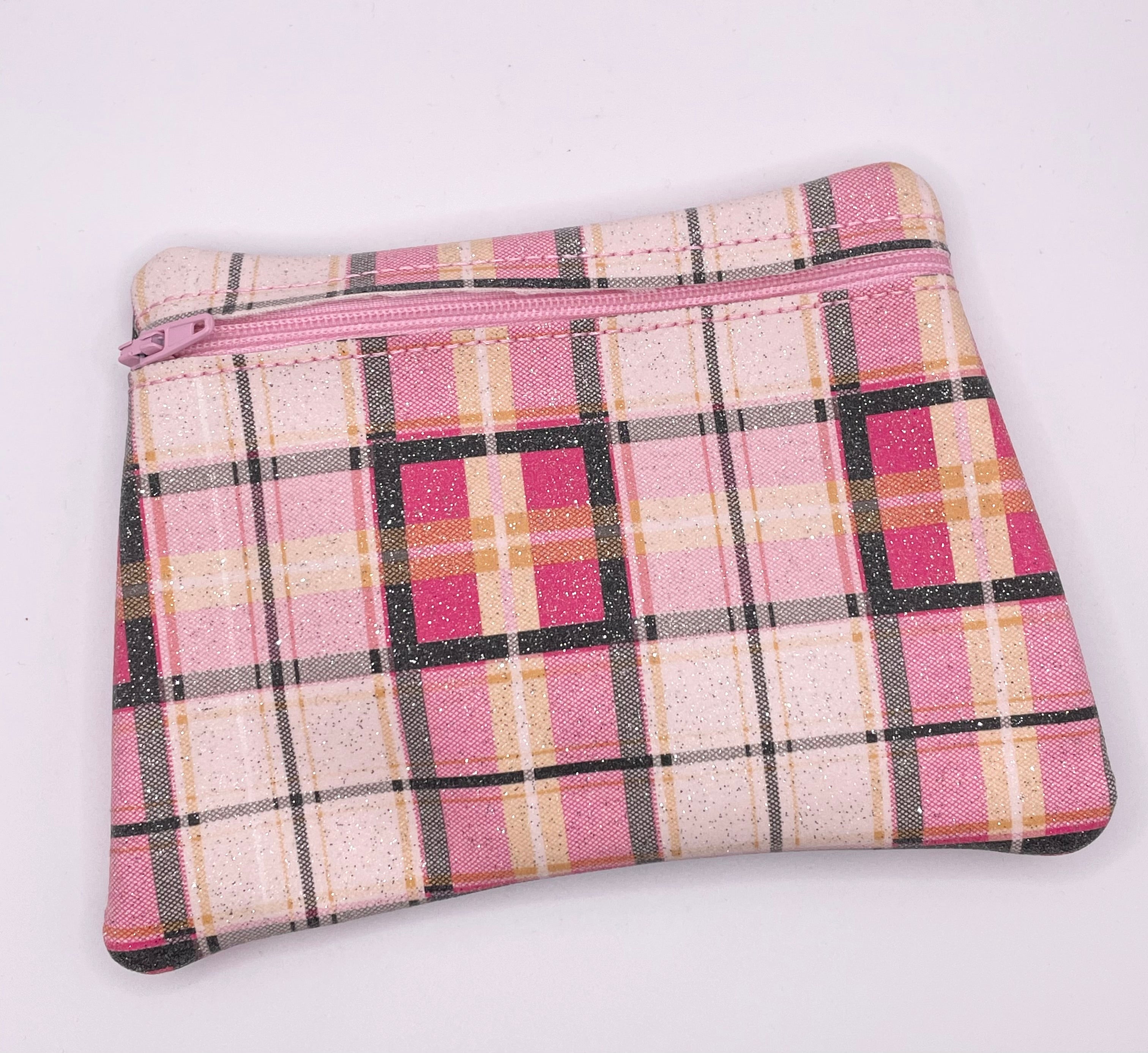 Pink Glitter Tartan Purse