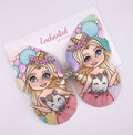 Blonde Girl - Blue Eyes Rainbow Unicorn Girl Butterfly hair Clip 3.5"