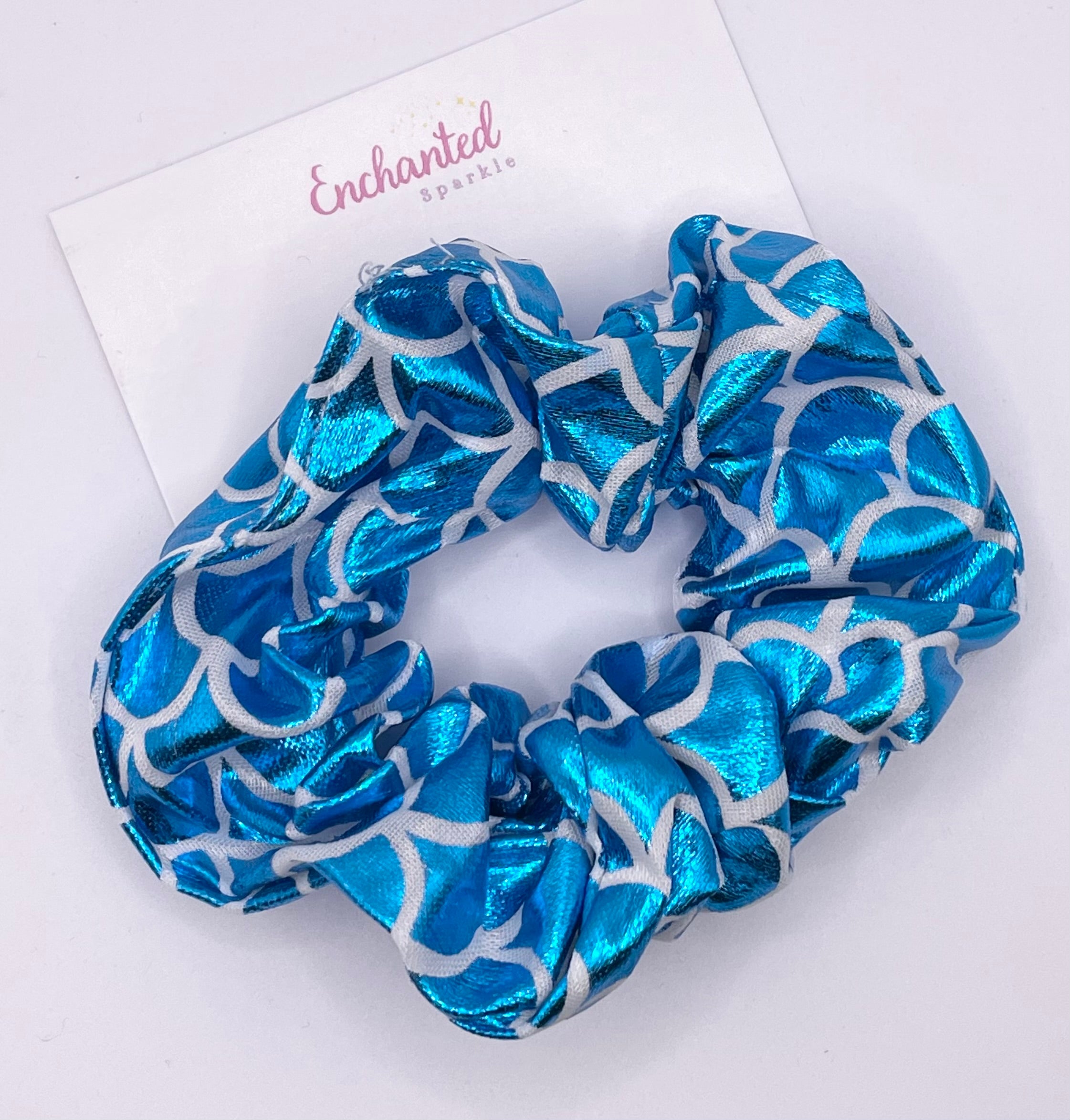 Blue Mermaid Scales Hair Scrunchie