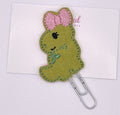 Green Dinosaur Feltie Paper Clip Book Mark